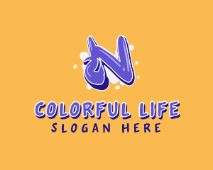 Vibrant - Blockbuster Graffiti Letter N logo design