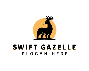 Gazelle - Wild Elk Sun logo design