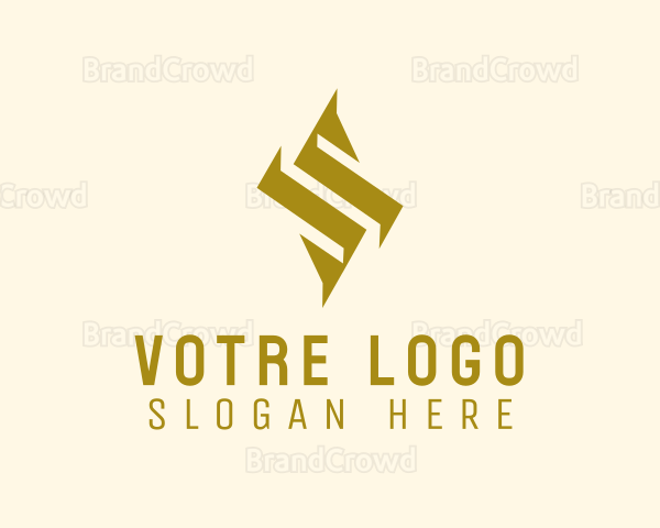 Geometric Gold Letter S Logo