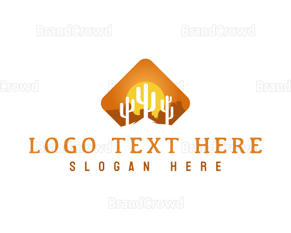 Sunset Desert Cactus Logo