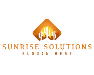 Sunset Desert Cactus logo design