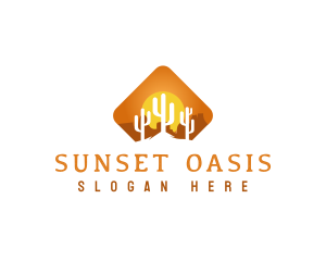 Sunset Desert Cactus logo design