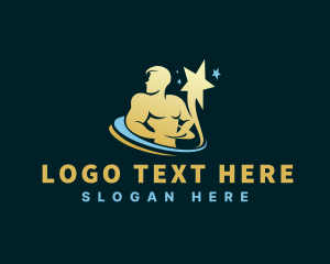 Bodybuilder - Star Human Resource Man logo design