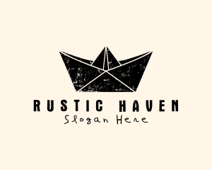 Rustic Paper Boat logo design