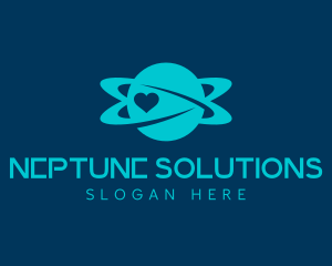 Neptune - Loop Planet Heart logo design