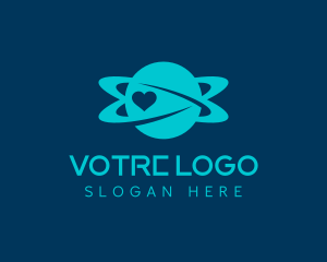 Space - Loop Planet Heart logo design