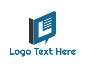Library - Speech Bubble Letter L logo design
