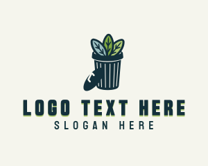 Recycling Bin - Leaf Trash Can logo design