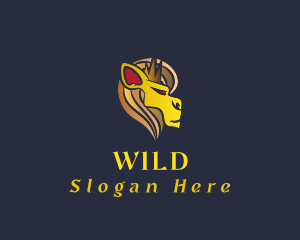 Antique - Gold Crown Lion logo design