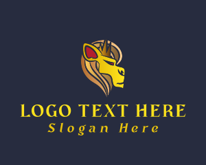 Medieval - Gold Crown Lion logo design
