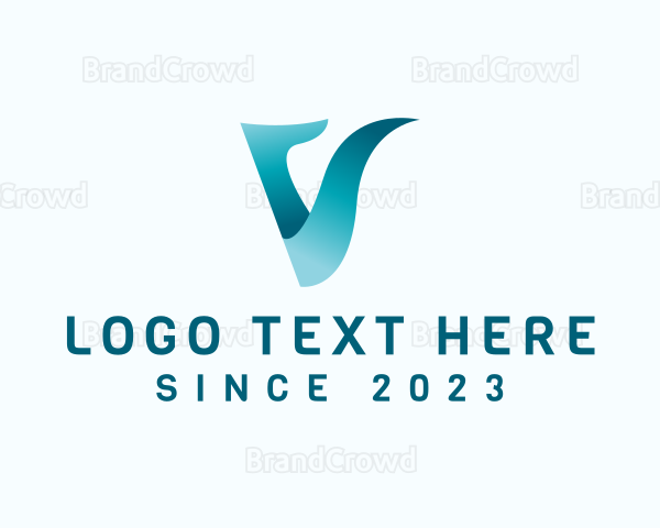 Digital Ribbon Letter V Logo