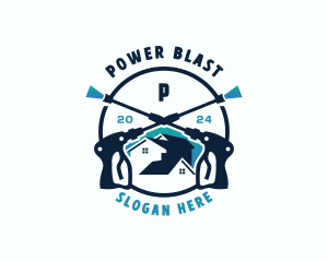 Pressure Washer House Cleaning logo design