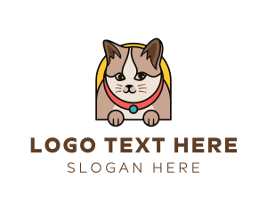 Grooming - Cute Pet Cat logo design