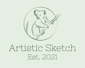 Drawing - Koala Tree Drawing logo design