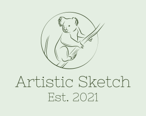 Koala Tree Drawing logo design