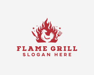 Grilling - Chicken Barbecue Grill logo design