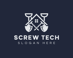 Shovel House Construction Tools logo design