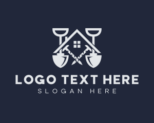 Shovel House Construction Tools logo design