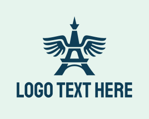 Tourist Spot - Wing Eiffel Tower logo design