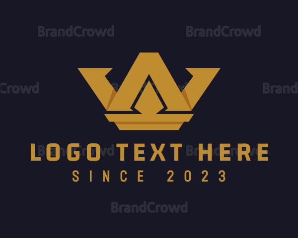 Gold Crown Letter W Logo