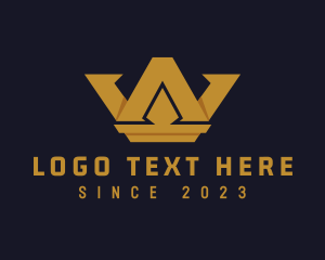 Monarchy - Gold Crown Letter W logo design