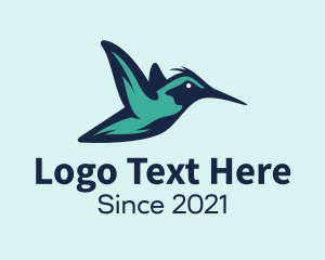 Kingfisher - Blue Flying Hummingbird logo design