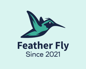 Blue Flying Hummingbird logo design