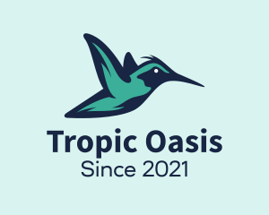 Tropic - Blue Flying Hummingbird logo design