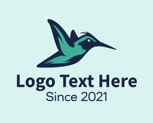 Forest Animal - Blue Flying Hummingbird logo design
