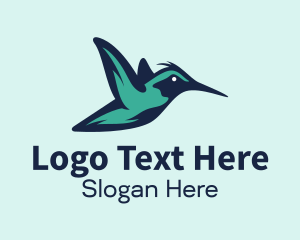 Blue Flying Hummingbird Logo