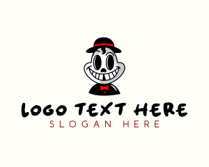 Bow Tie - Smiling Skull Hat logo design