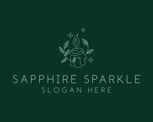 Sparkle Candle Leaf logo design