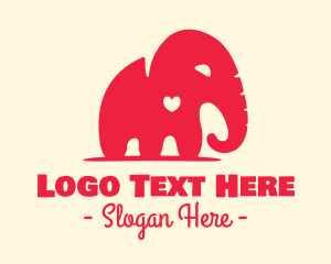 Elephant - Red Elephant Heart logo design