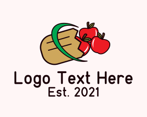 Fruit Market - Apple Grocery Bag logo design
