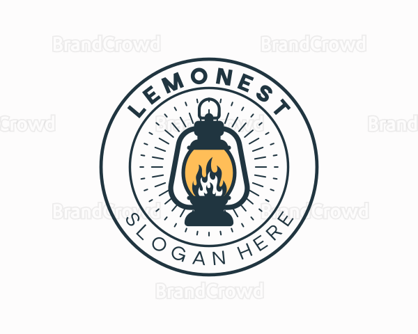 Camping Fire Lamp Logo