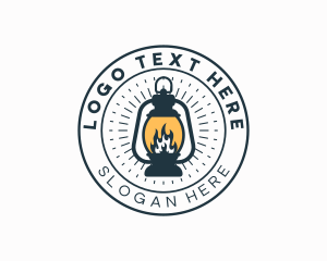 Emblem - Camping Fire Lamp logo design