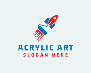 Paint Roller Rocket logo design