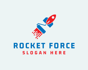 Missile - Paint Roller Rocket logo design