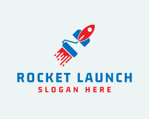 Rocket - Paint Roller Rocket logo design