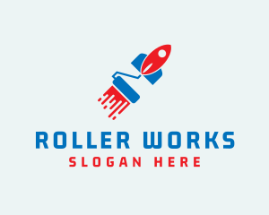 Roller - Paint Roller Rocket logo design
