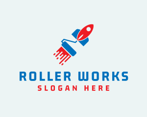 Paint Roller Rocket logo design