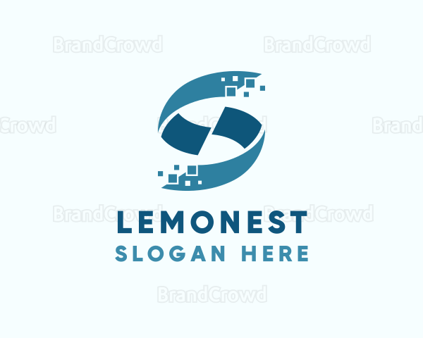 Blue Pixel Letter S Logo