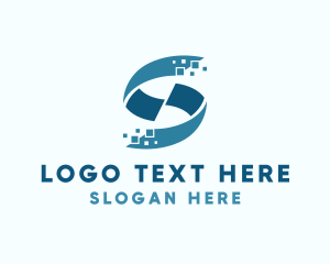 Pixel - Blue Pixel Letter S logo design