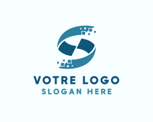Blue Pixel Letter S Logo