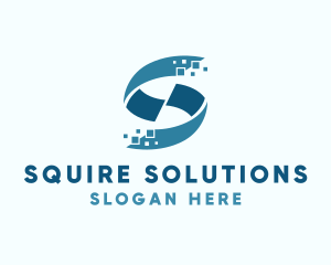 Blue Pixel Letter S logo design