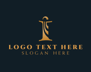 Letter I - Gold Elegant Boutique logo design