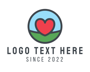 Marriage - Red Heart Circle Land logo design