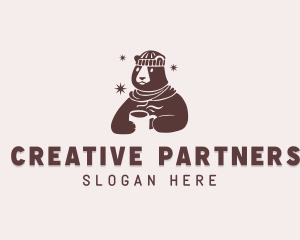 Cartoon Bear Winter logo design