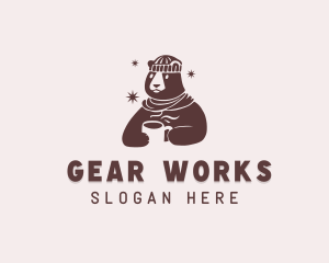 Cartoon Bear Winter logo design