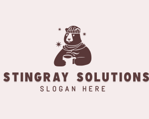 Cartoon Bear Winter logo design